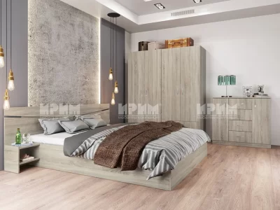 Спален комплект Сити 7062 за матрак 160/200 сонома тъмна