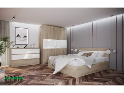 Спален комплект Сити 7083 за матрак 180/200 сонома арвен бяло HG