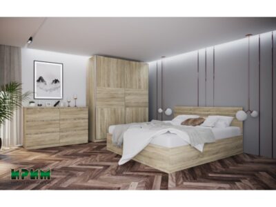 Спален комплект Сити 7083 за матрак 180/200 сонома тъмна