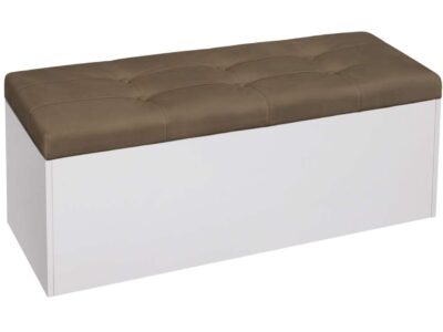 Табуретка - ракла Гига бяло + кафява дамаска